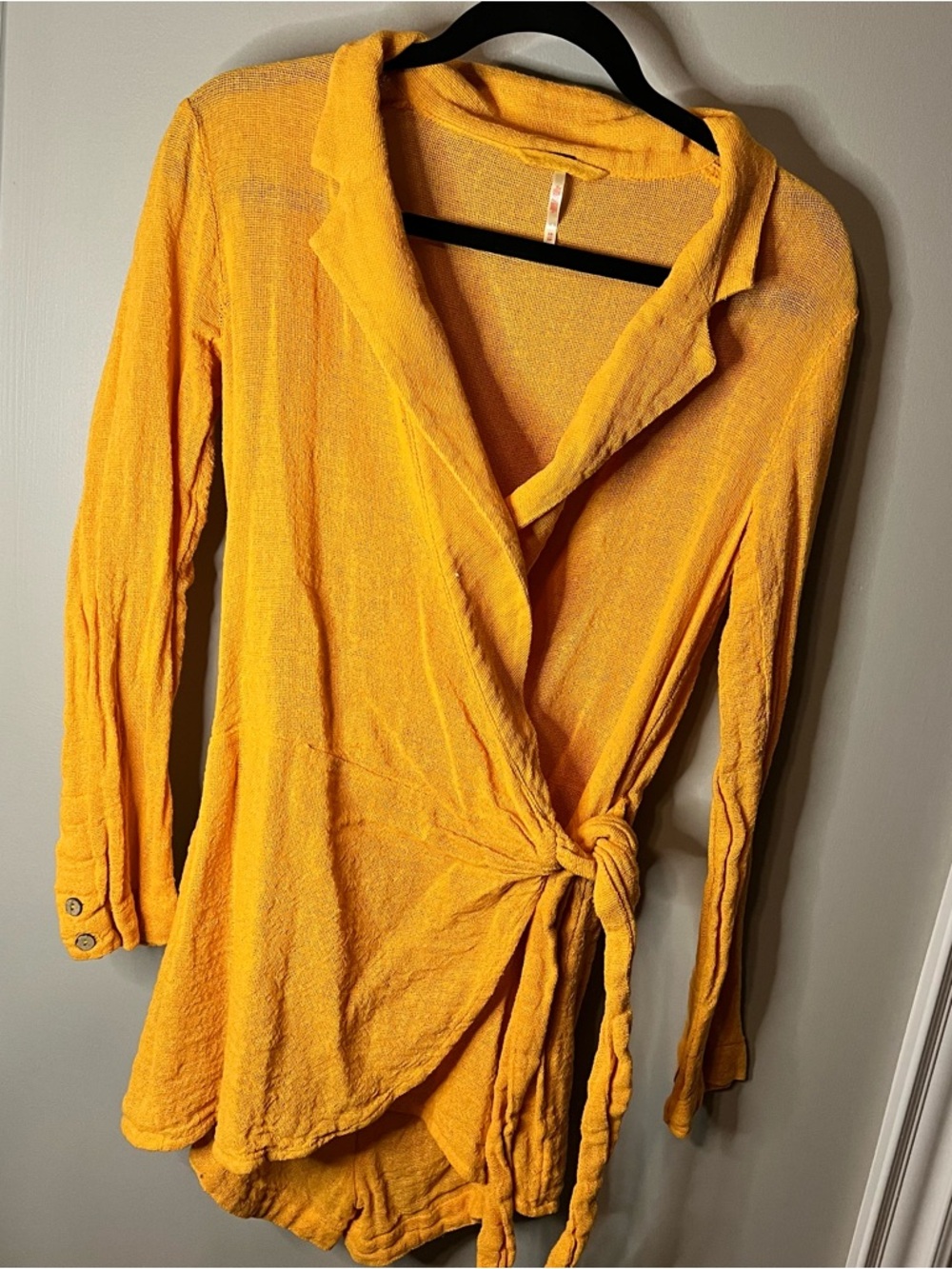 Free People Mustard Yellow Wrap Jumpsuit